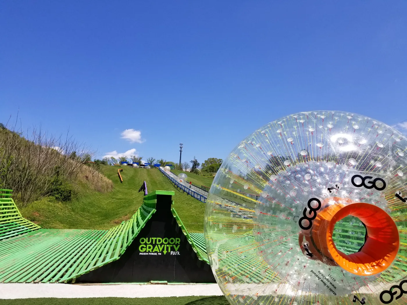 A glimpse of zorbing at the Outdoor Gravity Park. Experience one of the fun things to do in Pigeon Forge