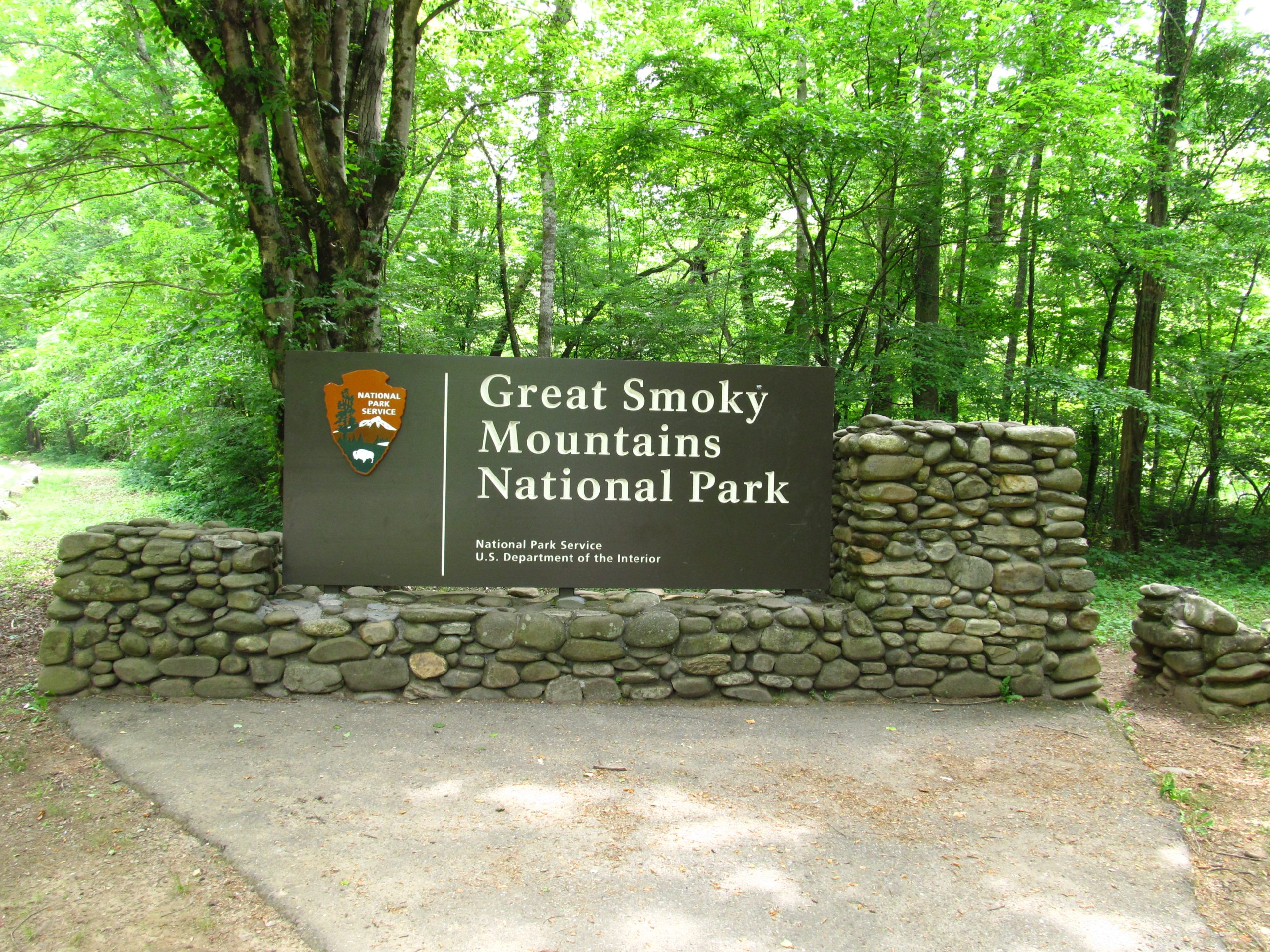 Entrance sign for Great Smoky Mountains National Park, one of the cheapest things to do in Pigeon Forge.